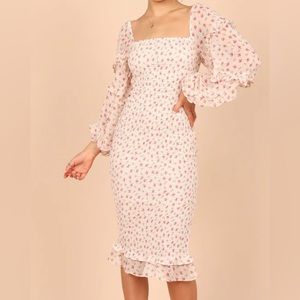 Petal & Pup FRILL LONG SLEEVE BODYCON MIDI DRESS